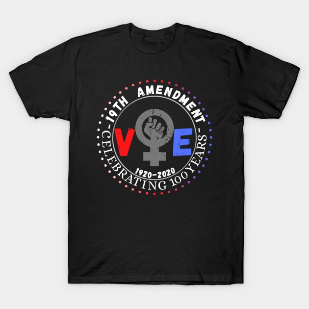 19th Amendment Celebrating 100 Years Vote 1920-2020 T-Shirt by JustBeSatisfied